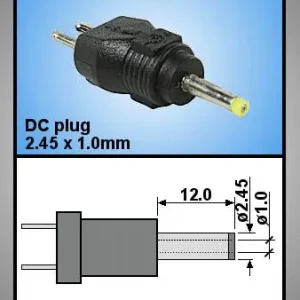 Tápegység csatlakozó, dugó 2.45x1.0 mm P.SUP.0052/19 Olcsó