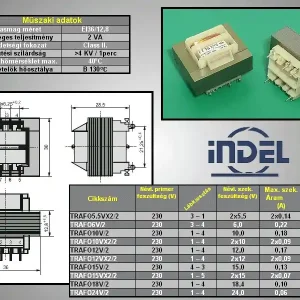TRAFO 230VAC / 12VAC 0.17A 2VA TRAFO12V/2 Vedd meg most