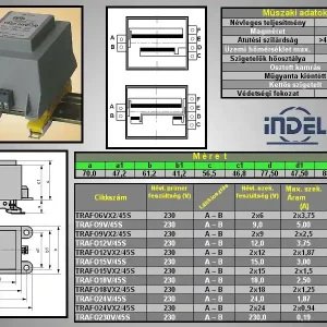 TRAFO 230VAC / 12VAC 3.75A 45VA TRAFO12V/45S Alacsony ár