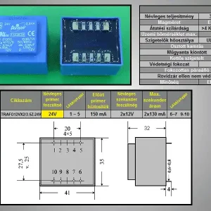 TRAFO 24VAC!!!/ 2x12VAC 3.5VA TRAFO12VX2/3.5Z-24V Akció