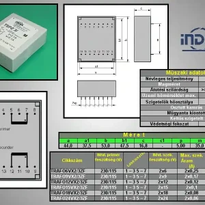 TRAFO 2x115VAC / 2x15VAC 2x0.1A 3.0VA TRAFO15VX2/3ZF Kiárusítás