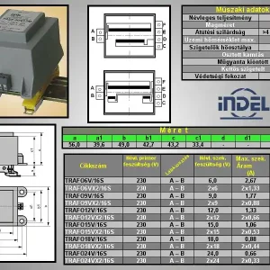 TRAFO 230VAC / 24VAC 0.66A 16VA TRAFO24V/16S Kedvezmény
