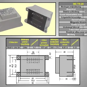 TRAFO 230VAC / 24.0VAC 20VA TRAFO24V/20 Vedd meg most