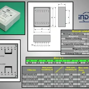 Újdonság TRAFO 2x115VAC / 2x24VAC 2x0.08A 4.0VA TRAFO24VX2/4ZF