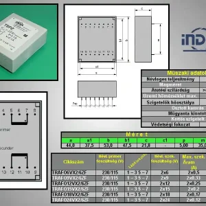TRAFO 2x115VAC / 2x6VAC 2x0.5A 6.0VA TRAFO6VX2/6ZF Kedvezmény