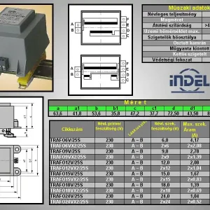 TRAFO 230VAC / 9VAC 2.78A 25VA TRAFO9V/25S Olcsó