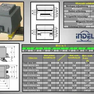 TRAFO 230VAC / 2x9VAC 2x1.67A 30VA TRAFO9VX2/30S Alacsony ár