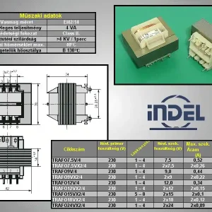 Újdonság TRAFO 230VAC / 2x9VAC 2x0.22A 4VA TRAFO9VX2/4