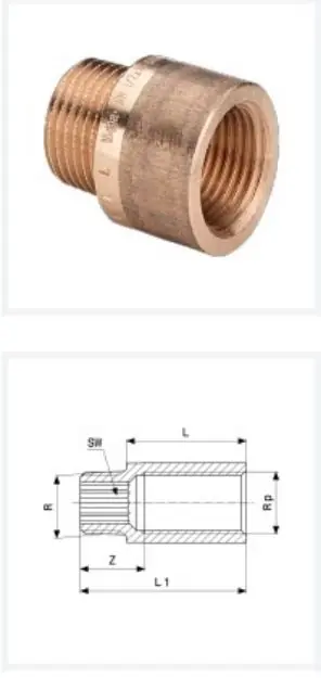 VIEGA csaphosszabbító, vörösöntvény 1/2˝*20mm Eredeti