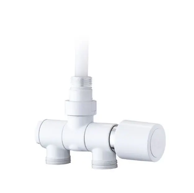 ICMA art. 930 dizájn-radiátorszelep, 1/2" M24x1,5, termosztát-opcióval, injektorcsöves, fehér Prémium