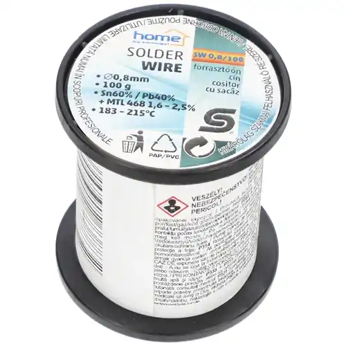 Forrasztóón, 0,8mm, (Sn60 / Pb40 / 2,0% gyanta) 100g Pénzvisszafizetés