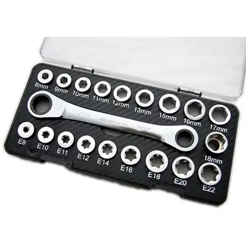 Racsnis csillagkulcs cserélhető dugókulcs fejekkel 8-19 mm és Torx 8-22 mm fejekkel, 20 részes , HÖGERT HT1R492 Legjobb ár