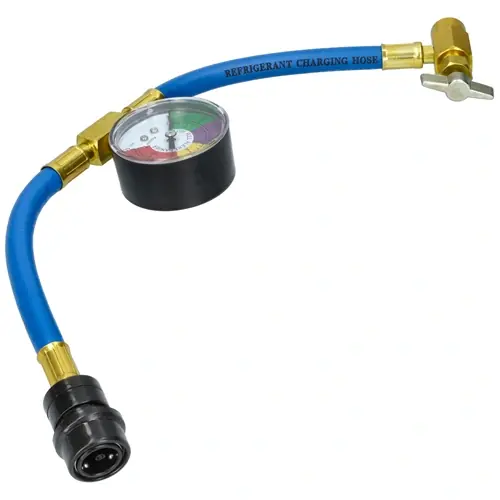 Autóklíma töltő csap, kiszúrós, csővel, órával R134a gáz töltésére Alacsony ár