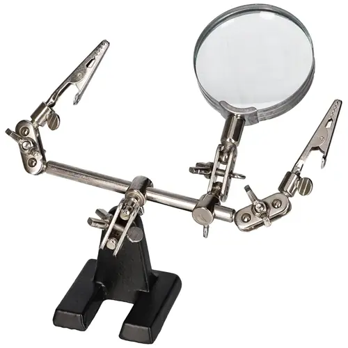 Expressz szállítás Paneltartó forrasztáshoz, barkácsoláshoz, nagyítóval és krokodilcsipeszekkel (FAHRENHEIT 10102)