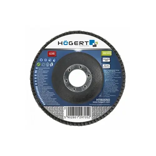 Lamellás csiszolótárcsa 125x22,4mm, G36 , HÖGERT HT8D050/ RENDELÉSRE Kiárusítás