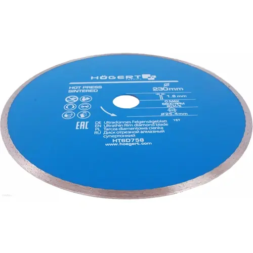 Gyémánt vágótárcsa 230mm vékony , HÖGERT HT6D758/ RENDELÉSRE Kiváló minőség