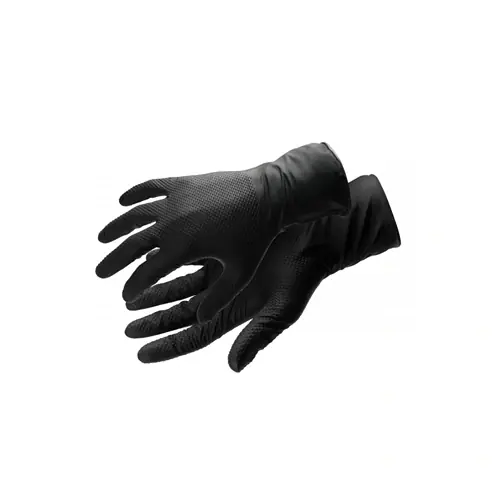 Eldobható nitril kesztyű, gyémánt textúrájú, fekete (100 db/csomag) HÖGERT HT5K774L Újdonság