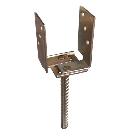 Állítható, betonozható oszloptalp, sárga horgany, 60-130/5mm, D=20,(ET) Akció