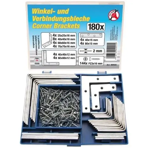 BGS-80920 Sarokvas készlet csavarokkal 180 részes Kedvezmény