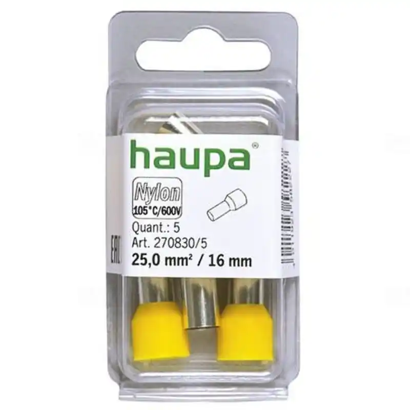 Érvéghüvely szigetelt25/16 sárga 270830/5 SmallPack Haupa (5db/bliszter) Olcsó