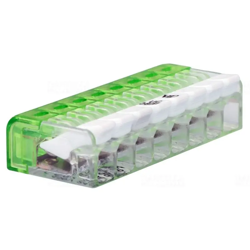 Csavar nélküli vezetékösszekötő, nyitható átlátszó 0,2-2,5mm2, 24A, 8P, RVONK8 Tracon Prémium