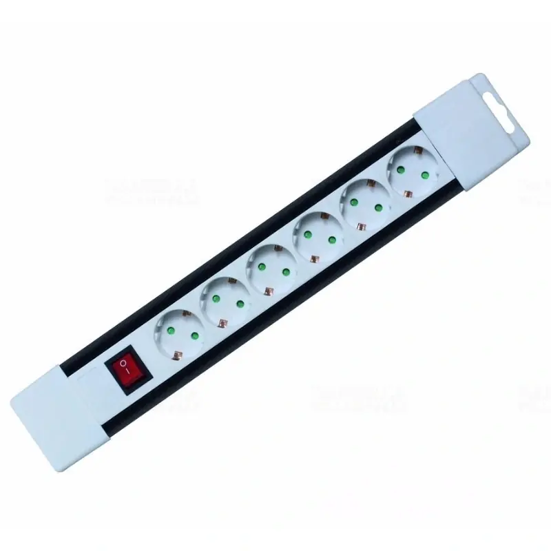 Kiváló minőség Hálózati elosztó 6db aljzat 2fm vezetékkel, kapcsolóval,(H05VV-F 3G1,0 mm2) fehér PNV 06K/WH Somogyi