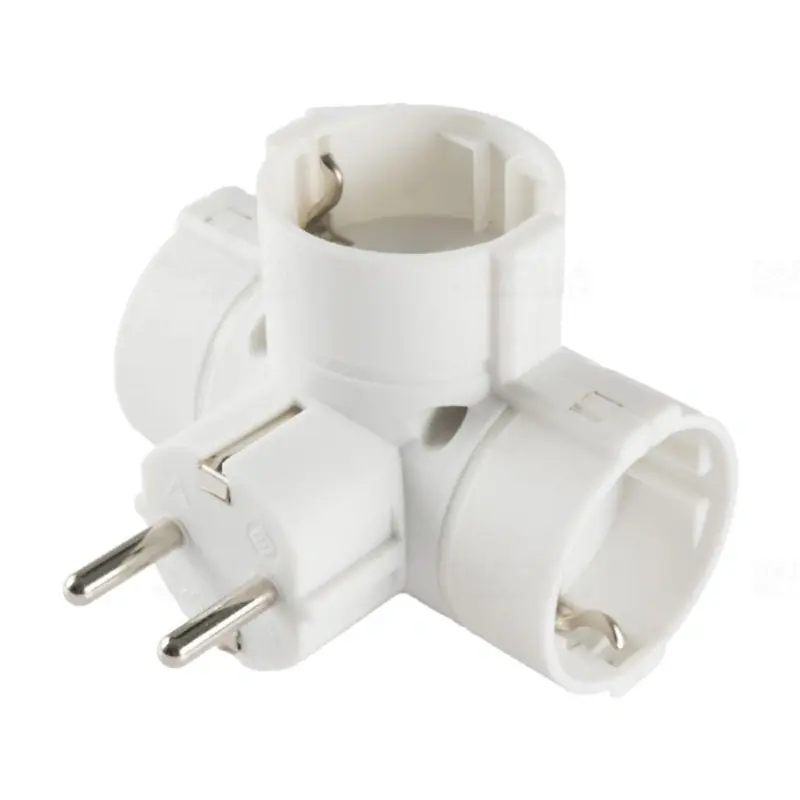 Hálózati elosztó T-alakú, 3db földelt aljzat, 90 fokban elfordított fehér TPF-36 Somogyi Biztonságos fizetés