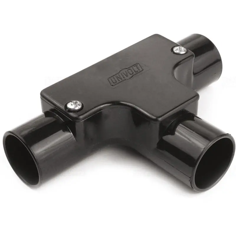 Legjobb ár T-idom, fedéllel, merev elektromos csövekhez HFIT 20 fekete halogénmentes 009640 Univolt