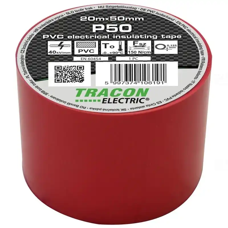 Szigetelő szalag 20x50 piros Tracon P50 Utolsó esély