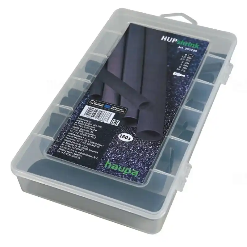 Kiváló minőség Zsugorcsőkészlet, 2:1, fekete, 160 db-os Haupa 267200