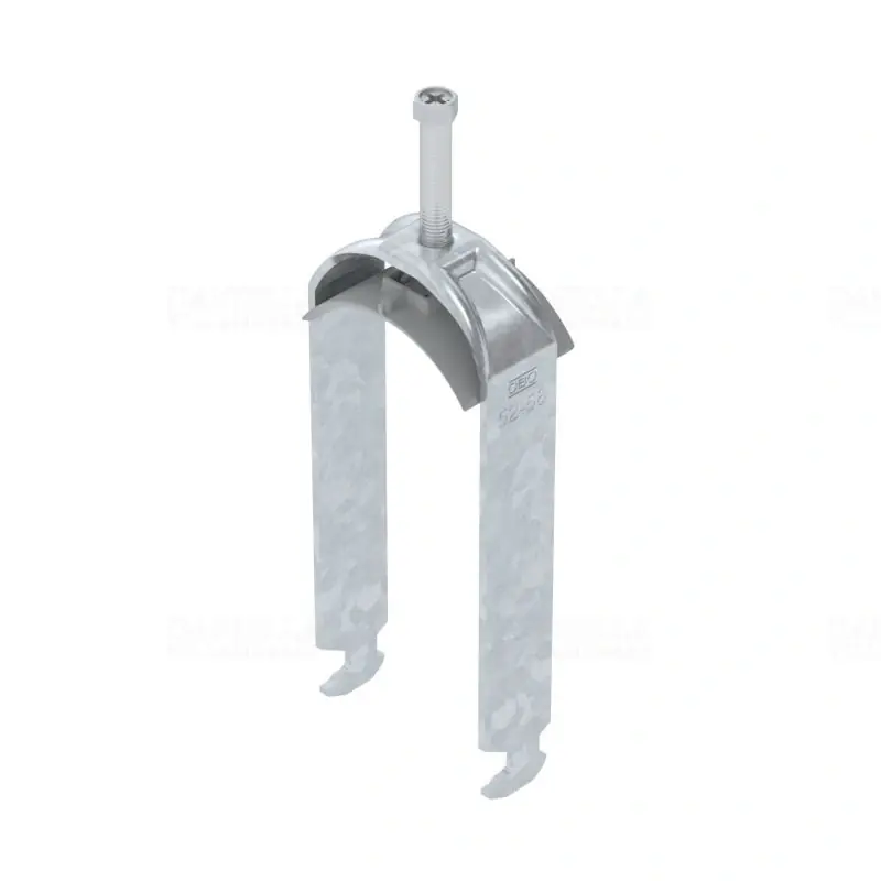 Ajánlat OBO BBS kengyeles bilincs H-kivitel tűzihorganyzott 2 kábel részére műanyag nyomóvályúval 52-58mm, 16-17mm résszélességhez BS-H2-K-58 FT 1186257