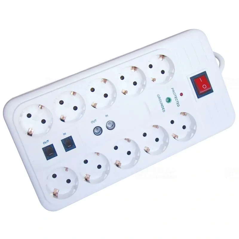 Legjobb ár Hálózati elosztó10-3fm kapcsolóval+túlfesz+ túláram+koax+tel 16A, 3680W HNKTM10-3M-KT Tracon