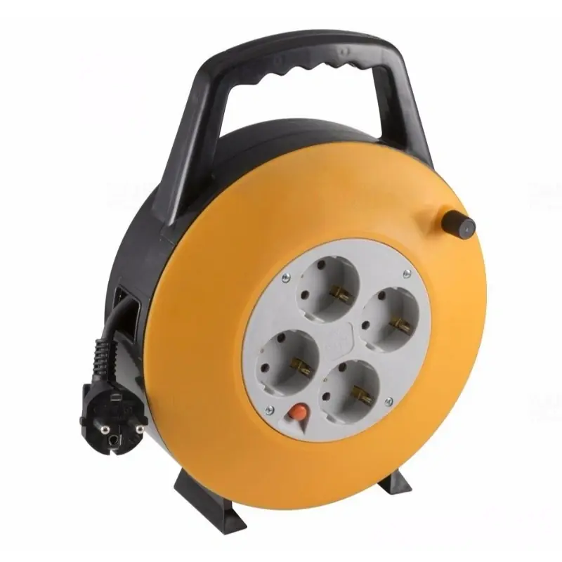 Ajánlat 2 pólusú műa.kábeldob műa.tartóval 10 Fm HJR 3-10 3x1mm2 vezetékkel,4db védőérintkezős aljzattal IP20