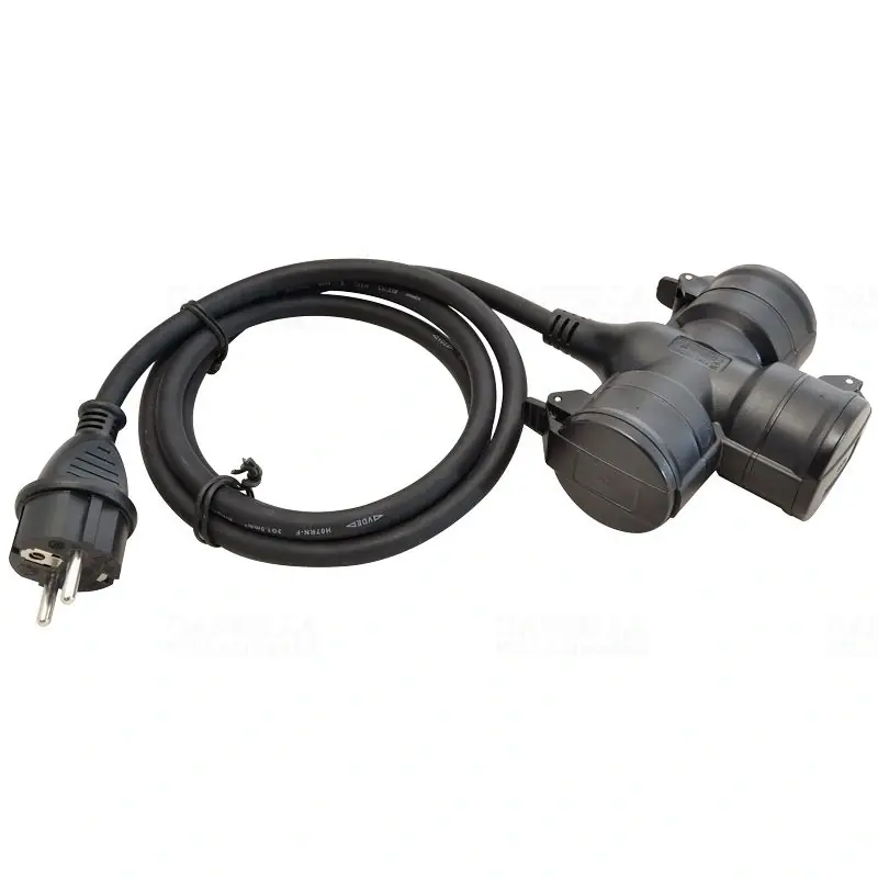 Hordozható 3-as csatlakozóaljzat gumikábellel 16A, 3XSCHUKO, max. 3680W, IP44, 1,5mKE3 Tracon Kedvezmény