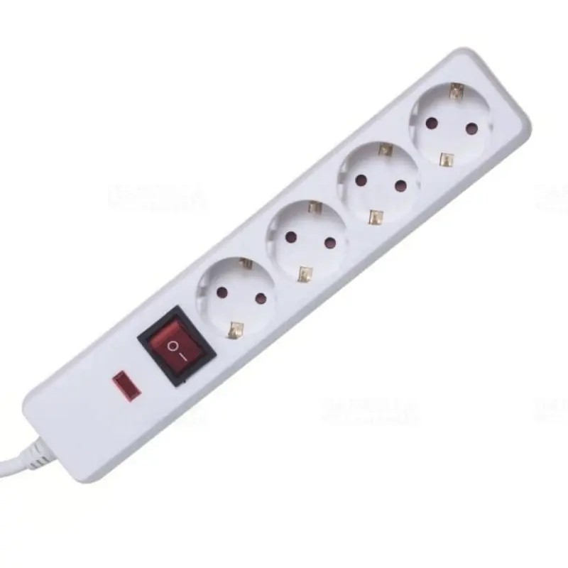 Hálózati elosztó 4db aljzat 1,5fm vezetékkel, túlfeszültség levezetővel, kapcsolóval, fehér NVT 04K/WH Somogyi Pénzvisszafizetés