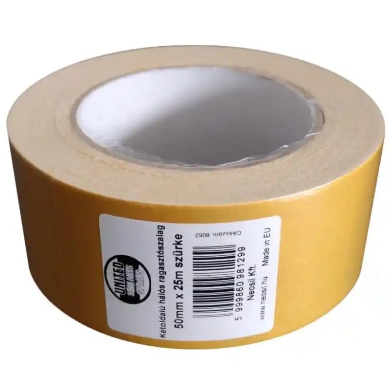 Biztonságos fizetés United Sealants kétoldalú hálós ragasztószalag 50mmx25m PP 8062