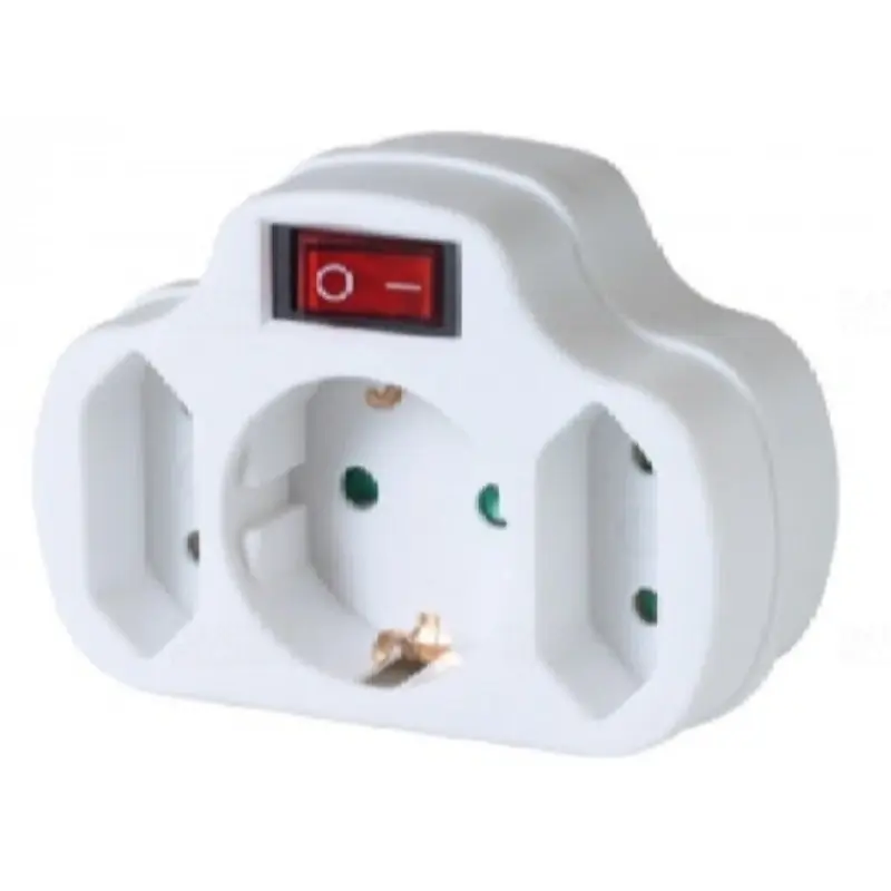 Kiárusítás Kapcsolós hálózati aljzat (2xEuro+1xFöldelt)NVK 3/WH