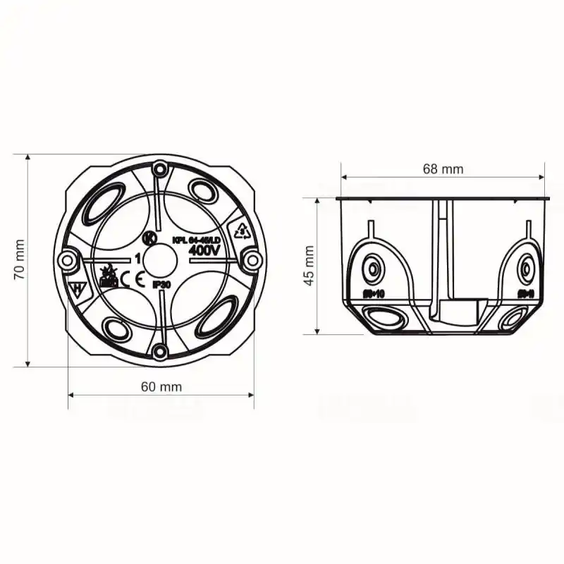 Legjobb ár Gipszkarton doboz 1-es, d68mm, 45mm mély, sárga KPL 64-45/LD NA Kopos