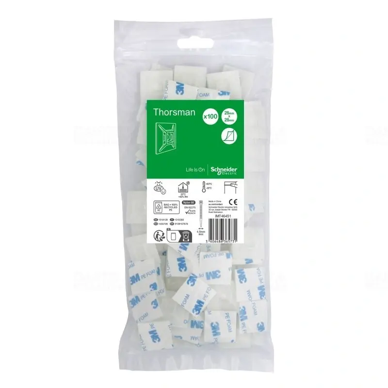 Prémium Öntapadós rögzítő gyorskötözőkhöz, max szélesség 4.8 mm (100 db) THORSMAN IMT46451 Schneider