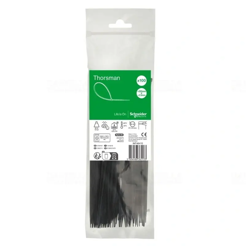 Kábelkötegelő 200x2.5mm, fekete (100db) THORSMAN IMT46410 Schneider Rendeld meg most
