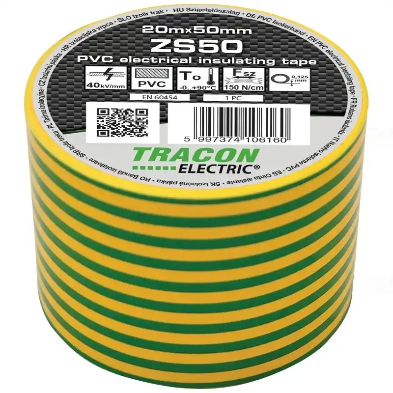 Szigetelő szalag 20x50 zöld-sárgaTraconZS50 Legjobb ár