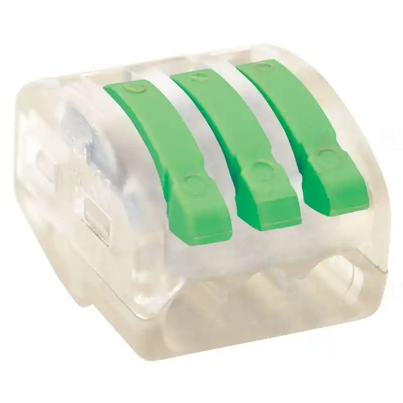 Prémium Csavar nélküli vezetékösszekötő, nyitható átlátszó 0,75-4mm2, 32A, 400VAC 3P OVOT2,5-3 Tracon