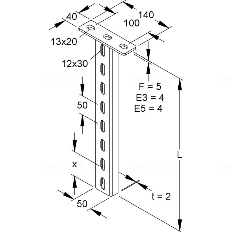 Csak ma Függesztett oszlop, U-Profil, 50x22x900 mm HUF50900E3 NIEDAX HUF50900E3 NIEDAX