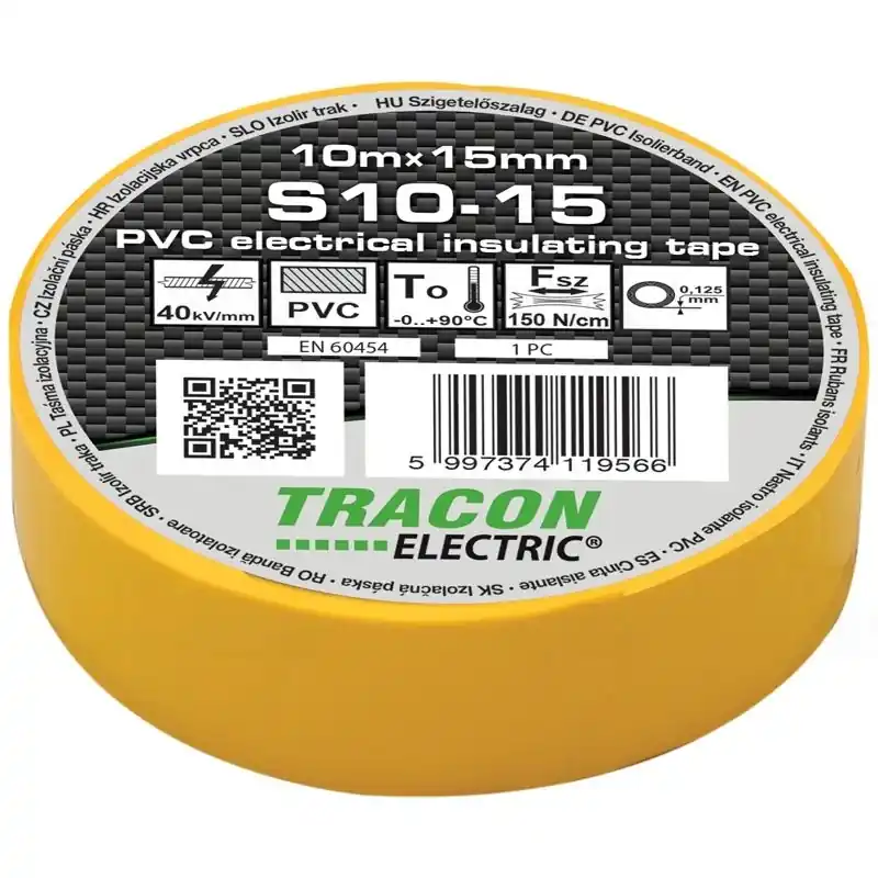 Pénzvisszafizetés Szigetelő szalag 10x15 sárgaS10-15Tracon