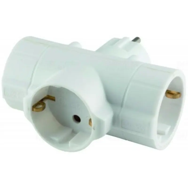 Hálózati elosztó T-alakú, 3db földelt aljzat, fehér TPF-26 Somogyi Ajánlat