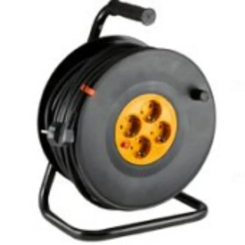 2 pólusú műa.kábeldob fém tartóval 25 Fm. HJR 4-25 3x1mm2 vezetékkel,4db védőérintkezős aljzattal Újdonság