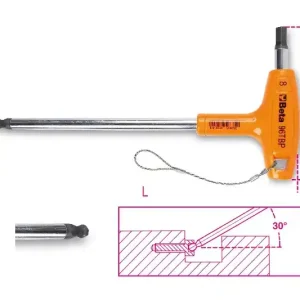 96TBP-HS 8 Hajlított gömbfejű imbuszkulcsok nagy nyomatékú T-markolattal, krómozott, H-SAFE - Beta - 000964690 Autentikus