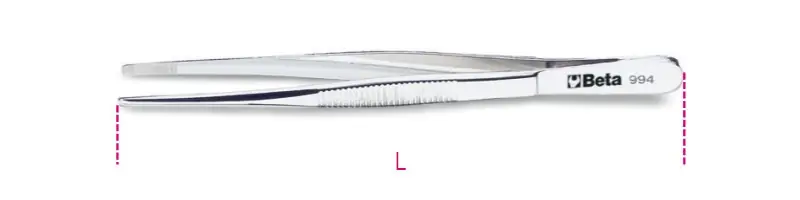 994 150 Egyenes csipesz, erősen lekerekített, fogazott heggyel, rozsdamentes acélból polírozott - Beta - 009940001 Akció