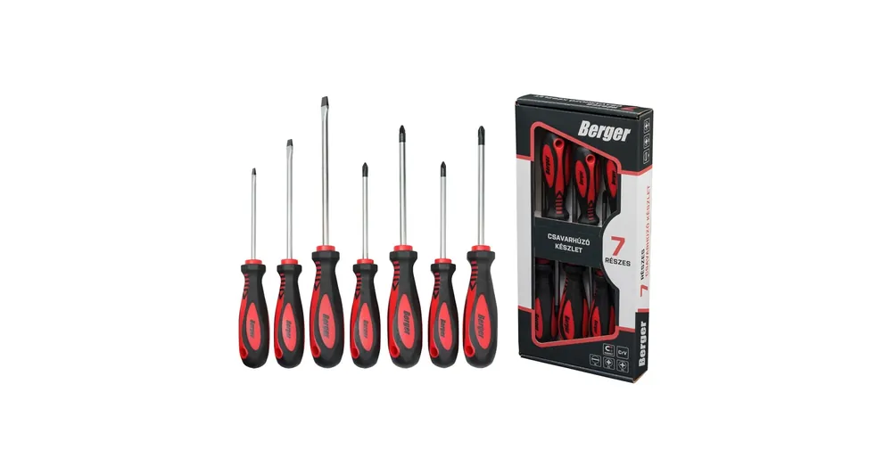 BERGER csavarhúzó készlet 7r. SL+PH+PZ mágneses CrV Korlátozott ajánlat