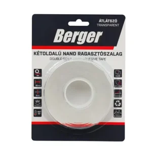BERGER kétoldalú nano ragasztószalag 3mx30mm/2mm víztiszta Prémium
